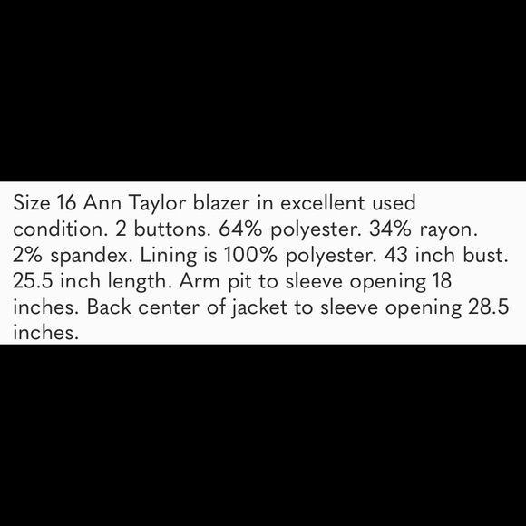 Ann Taylor Factory Black Blazer size 16 - Picture 5 of 5